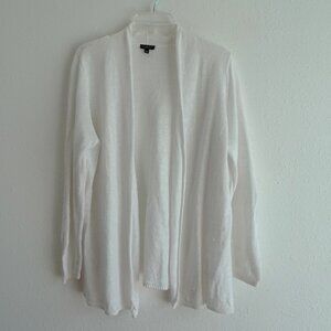 Talbots Linen Cardigan Sweater Women's Petite Plus Size 3X White Open Front